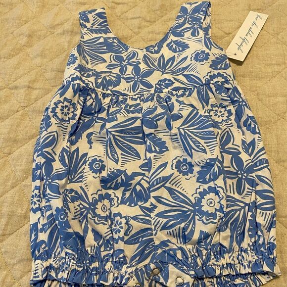 Baby Romper, Blue Ginger, Hawaiian Print, 12 mth, Cotton, Adjustable Straps - Picture 3 of 11
